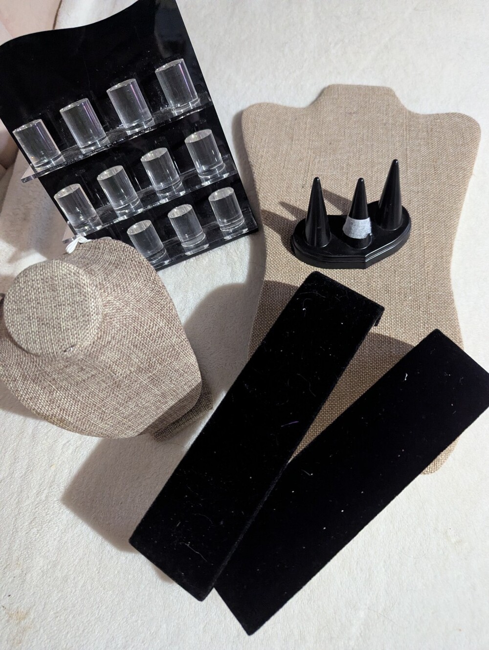 Black Velvet Jewelry Display Pads and Mannequin Set